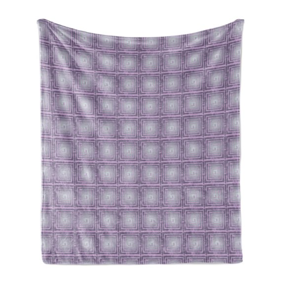 Abstract Soft Flannel Fleece Blanket, Contemporary Pastel Toned Square Diagonals Minimalist Surreal Bohemian, Cozy Plush for Indoor and Outdoor Use, 70" x 90", Lavender and Blue Grey, by Ambesonne