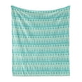 thumbnail image 1 of Abstract Soft Flannel Fleece Blanket, Continuous Rectangular Shapes Designed with Shades of Blue and Green, Cozy Plush for Indoor and Outdoor Use, 50" x 60", Seafoam and Pale Green, by Ambesonne, 1 of 5