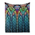 thumbnail image 1 of Abstract Soft Flannel Fleece Blanket, Curves Pattern with Weathered Colors and Blue Ombre Detail Graphic Floral Motifs, Cozy Plush for Indoor and Outdoor Use, 50" x 60", Multicolor, by Ambesonne, 1 of 5