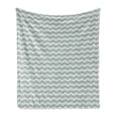 thumbnail image 1 of Abstract Soft Flannel Fleece Blanket, Curvy Different Sized Lines Bold Stripes Ocean Waves Inspired Pattern, Cozy Plush for Indoor and Outdoor Use, 70" x 90", Pale Sage Green White, by Ambesonne, 1 of 5