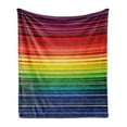 thumbnail image 1 of Abstract Soft Flannel Fleece Blanket, Digital Rainbow Stripes with Gradient Neon Effects Featured Horizontal Bands Print, Cozy Plush for Indoor and Outdoor Use, 60" x 80", Multicolor, by Ambesonne, 1 of 5