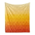 thumbnail image 1 of Abstract Soft Flannel Fleece Blanket, Digital Triangle Geometric Mosaic Gradient Shades of Orange Poly Art, Cozy Plush for Indoor and Outdoor Use, 60" x 80", Red Vermilion Marigold, by Ambesonne, 1 of 5
