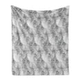 thumbnail image 1 of Abstract Soft Flannel Fleece Blanket, Doodle Style Hypnotic Lines Complex Design Overlapping Curvy Forms with Dots, Cozy Plush for Indoor and Outdoor Use, 50" x 60", Black and White, by Ambesonne, 1 of 5