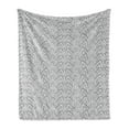 thumbnail image 1 of Abstract Soft Flannel Fleece Blanket, Fish Scale Inspired Illustration Simple Zentangle Doodle in Grayscale Tones, Cozy Plush for Indoor and Outdoor Use, 70" x 90", Pale Taupe Grey, by Ambesonne, 1 of 5