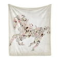 thumbnail image 1 of Abstract Soft Flannel Fleece Blanket, Abstract Floral Horse Flower Leaf Ornamental Paisley Pattern Swirl Artwork, Cozy Plush for Indoor and Outdoor Use, 60" x 80", Green Brown Pink, by Ambesonne, 1 of 5