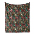 thumbnail image 1 of Abstract Soft Flannel Fleece Blanket, Funky Trippy Vibrant Tribal Shapes Spirals Spots Geometry Boho with Modern Effects, Cozy Plush for Indoor and Outdoor Use, 50" x 70", Multicolor, by Ambesonne, 1 of 6