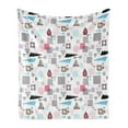 thumbnail image 1 of Abstract Soft Flannel Fleece Blanket, Geometric Composition in Memphis Style Cubes Hexagons Triangles and Arrows Modern, Cozy Plush for Indoor and Outdoor Use, 60" x 80", Multicolor, by Ambesonne, 1 of 5