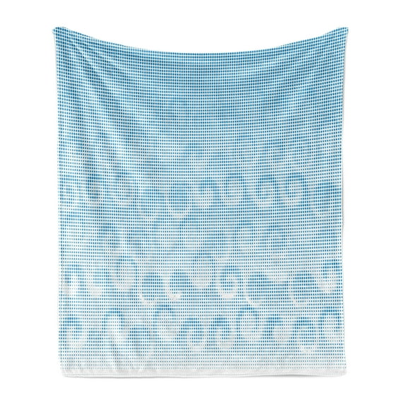 Abstract Soft Flannel Fleece Blanket, Halftones Background with Circles and Little Digital Dots Like Ocean Wave Artwork, Cozy Plush for Indoor and Outdoor Use, 70" x 90", Pale Blue, by Ambesonne