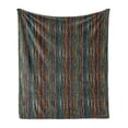 thumbnail image 1 of Abstract Soft Flannel Fleece Blanket, Modern Art Pattern with Vertical Wavy Lines in Rainbow Colors on Black Background, Cozy Plush for Indoor and Outdoor Use, 70" x 90", Multicolor, by Ambesonne, 1 of 5