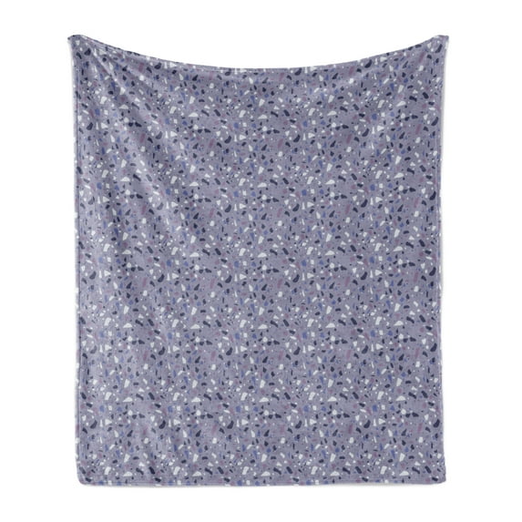 Abstract Soft Flannel Fleece Blanket, Monochromatic Pattern of Stones Themed Mineral Like Shapes Print, Cozy Plush for Indoor and Outdoor Use, 50" x 70", Ceil Blue Quartz and Mauve, by Ambesonne