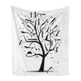 thumbnail image 1 of Abstract Soft Flannel Fleece Blanket, Monochrome Autumn Season Tree with Dog Silhouettes on the Branches Dachshund, Cozy Plush for Indoor and Outdoor Use, 60" x 80", Black and White, by Ambesonne, 1 of 5