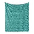 thumbnail image 1 of Abstract Soft Flannel Fleece Blanket, Monochrome Design Royal Oriental Geometric Moroccan Iranian Ethnic, Cozy Plush for Indoor and Outdoor Use, 50" x 70", Teal Turquoise and Seafoam, by Ambesonne, 1 of 5