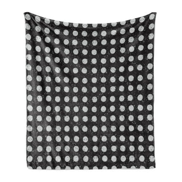 Abstract Soft Flannel Fleece Blanket, Monochrome Illustration of Moon Shaped Circles in Grunge Pattern, Cozy Plush for Indoor and Outdoor Use, 70" x 90", Charcoal Grey and Pale Grey, by Ambesonne