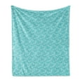 thumbnail image 1 of Abstract Soft Flannel Fleece Blanket, Nature Inspired Lines Leaves Pattern Calming Design Floral Art Illustration, Cozy Plush for Indoor and Outdoor Use, 60" x 80", Turquoise White, by Ambesonne, 1 of 5