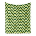 thumbnail image 1 of Abstract Soft Flannel Fleece Blanket, Nature Toned Curvy Stripes and Diagonal Cut Lines Geometric Modern, Cozy Plush for Indoor and Outdoor Use, 60" x 80", Emerald and Yellow Green, by Ambesonne, 1 of 5