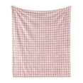 thumbnail image 1 of Abstract Soft Flannel Fleece Blanket, Pastel Gingham Childish Pattern Checkered Illustration as Repeated Squares, Cozy Plush for Indoor and Outdoor Use, 50" x 60", Baby Pink and Rose, by Ambesonne, 1 of 5