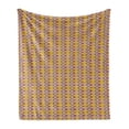 thumbnail image 1 of Abstract Soft Flannel Fleece Blanket, Quirky Modern Scrolling Bows Pattern Ornamental Chained Forms Pattern, Cozy Plush for Indoor and Outdoor Use, 70" x 90", Mustard Purple and Tan, by Ambesonne, 1 of 5