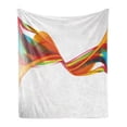 thumbnail image 1 of Abstract Soft Flannel Fleece Blanket, Rainbow Curved Wave Smoke Like Image with Pixel Style Detailed Work of Art Print, Cozy Plush for Indoor and Outdoor Use, 50" x 60", Multicolor, by Ambesonne, 1 of 6