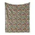 thumbnail image 1 of Abstract Soft Flannel Fleece Blanket, Random Circles with Wavy Streaks or Polka Dots in Pastel Tone Colors, Cozy Plush for Indoor and Outdoor Use, 50" x 70", Dark Grey and Multicolor, by Ambesonne, 1 of 6
