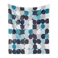 thumbnail image 1 of Abstract Soft Flannel Fleece Blanket, Retro Inner Circles Pattern with Squares Mosaic Style Old Fashion Print, Cozy Plush for Indoor and Outdoor Use, 70" x 90", Brown Grey Teal White, by Ambesonne, 1 of 5