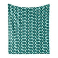 thumbnail image 1 of Abstract Soft Flannel Fleece Blanket, Scales Pattern with Curvy Half Circles Citrus Fruit Tropical Lemon Art, Cozy Plush for Indoor and Outdoor Use, 70" x 90", Sea Green Teal White, by Ambesonne, 1 of 5