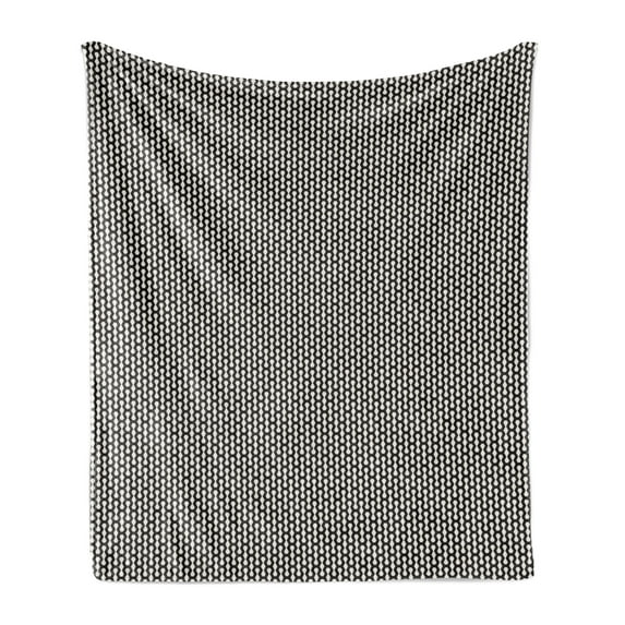 Abstract Soft Flannel Fleece Blanket, Simple Pattern of Vertically Continuing Zigzag Stripes Classical Feels, Cozy Plush for Indoor and Outdoor Use, 50" x 60", Eggshell Charcoal Grey, by Ambesonne