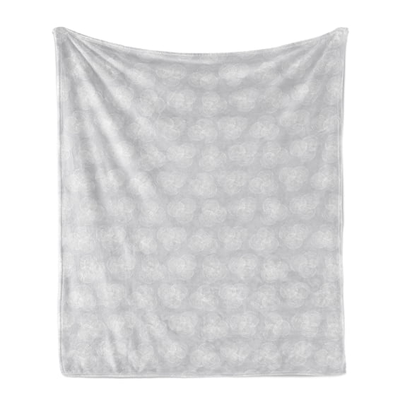 Abstract Soft Flannel Fleece Blanket, Simplistic Pattern of Hand Drawn Thin Line Whirlpool Circles in Neutral Tone, Cozy Plush for Indoor and Outdoor Use, 70" x 90", Pale Taupe White, by Ambesonne