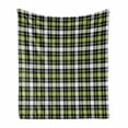 thumbnail image 1 of Abstract Soft Flannel Fleece Blanket, Square Shaped Horizontal and Vertical Lines Geometric Style Art Print, Cozy Plush for Indoor and Outdoor Use, 60" x 80", Black Grey Lime Green, by Ambesonne, 1 of 5