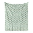 thumbnail image 1 of Abstract Soft Flannel Fleece Blanket, Triangles and Rhombuses Retro Style Arrangement Geometric Composition, Cozy Plush for Indoor and Outdoor Use, 50" x 60", Seafoam and Off White, by Ambesonne, 1 of 6
