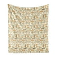 thumbnail image 1 of Abstract Soft Flannel Fleece Blanket, Vertical Horizontal Crossed Rounded Lines Geometric Colorful Pattern, Cozy Plush for Indoor and Outdoor Use, 50" x 60", Orange Pale Blue Brown, by Ambesonne, 1 of 5