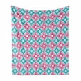 thumbnail image 1 of Abstract Soft Flannel Fleece Blanket, Vibrant Contemporary with Paintbrush Color Fluid in Contrast Tones, Cozy Plush for Indoor and Outdoor Use, 50" x 60", Hot Pink Turquoise White, by Ambesonne, 1 of 6
