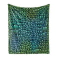 thumbnail image 1 of Abstract Soft Flannel Fleece Throw Blanket, Alligator Skin Animal Crocodile Reptile Safari Wildlife Vibrant Artwork, Cozy Plush for Indoor and Outdoor Use, 50" x 60", Green Blue, by Ambesonne, 1 of 5