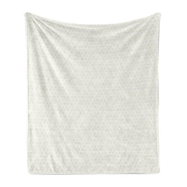 Abstract Soft Flannel Fleece Throw Blanket, Basic Modern Hexagon on a Plain Background in Monochrome Design, Cozy Plush for Indoor and Outdoor Use, 50" x 60", Eggshell and White, by Ambesonne
