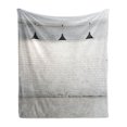 thumbnail image 1 of Abstract Soft Flannel Fleece Throw Blanket, Brickwork Concrete Room with 3 Ceiling Lamps Modern Minimalistic Design, Cozy Plush for Indoor and Outdoor Use, 60" x 80", Black and White, by Ambesonne, 1 of 5