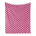 thumbnail image 1 of Abstract Soft Flannel Fleece Throw Blanket, Candy Surface Style Wavy Lines in Vibrant Pink Tones Yummy Design, Cozy Plush for Indoor and Outdoor Use, 70" x 90", Magenta White, by Ambesonne, 1 of 5