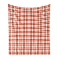 thumbnail image 1 of Abstract Soft Flannel Fleece Throw Blanket, Checkered Scottish Pattern Textured Geometric Square Formed Color Lines Artwork, Cozy Plush for Indoor and Outdoor Use, 50" x 70", Red White, by Ambesonne, 1 of 6