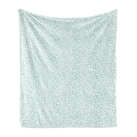 Abstract Soft Flannel Fleece Throw Blanket, Christmas-Themed Circles with Polka Dots and Snowflakes in Pastel Tones, Cozy Plush for Indoor and Outdoor Use, 50" x 70", Pale Seafoam White, by Ambesonne