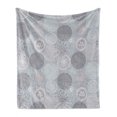 thumbnail image 1 of Abstract Soft Flannel Fleece Throw Blanket, Circular Round Pastel Toned Lilac Flower Pattern Design, Cozy Plush for Indoor and Outdoor Use, 60" x 80", Pale Peach Blue Grey, by Ambesonne, 1 of 6