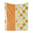 thumbnail image 1 of Abstract Soft Flannel Fleece Throw Blanket, Circular Shaped Round Interlace Forms Retro Style Print, Cozy Plush for Indoor and Outdoor Use, 50" x 60", Lime Green Orange Yellow, by Ambesonne, 1 of 6