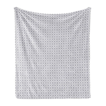 Abstract Soft Flannel Fleece Throw Blanket, Classic Pattern of Monochrome Style Rhombus and Horizontal Streaks, Cozy Plush for Indoor and Outdoor Use, 60" x 80", Blue Violet and White, by Ambesonne