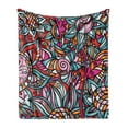 thumbnail image 1 of Abstract Soft Flannel Fleece Throw Blanket, Colorful Florals Sunflower Mosaic Curl Ornaments Stained Glass Inspired Design, Cozy Plush for Indoor and Outdoor Use, 50" x 70", Multicolor, by Ambesonne, 1 of 5