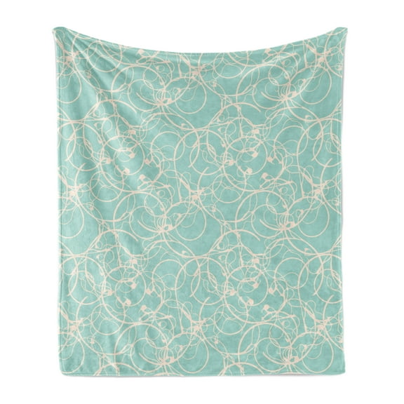 Abstract Soft Flannel Fleece Throw Blanket, Contemporary Illustration of Splash Look Motifs in Pastel Colors, Cozy Plush for Indoor and Outdoor Use, 60" x 80", Almond Green Champagne, by Ambesonne
