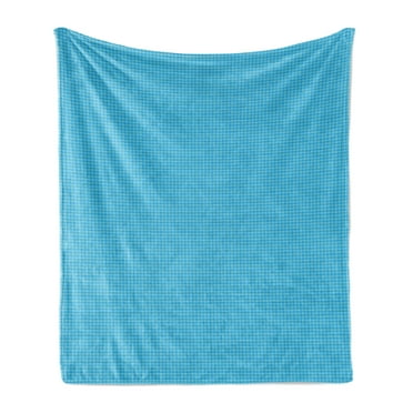 Abstract Soft Flannel Fleece Throw Blanket, Continuing Flower Inspired Graphical Elements in Marine Aqua Tones, Cozy Plush for Indoor and Outdoor Use, 50" x 70", Aqua and Deep Sky Blue, by Ambesonne