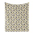 thumbnail image 1 of Abstract Soft Flannel Fleece Throw Blanket, Continuous Pattern of Surreal Design Flowers, Cozy Plush for Indoor and Outdoor Use, 50" x 60", Champagne Yellow, by Ambesonne, 1 of 5