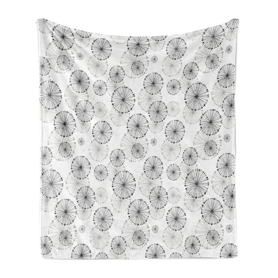 Abstract Soft Flannel Fleece Throw Blanket, Dandelion Concept Blowball Flower Silhouette Nature Inspirations Vintage Design, Cozy Plush for Indoor and Outdoor Use, 70" x 90", Dried Rose, by Ambesonne