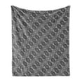 thumbnail image 1 of Abstract Soft Flannel Fleece Throw Blanket, Diagonal Design of Round Geometric Elements Overlapping Greyscale, Cozy Plush for Indoor and Outdoor Use, 50" x 60", Charcoal Grey White, by Ambesonne, 1 of 6
