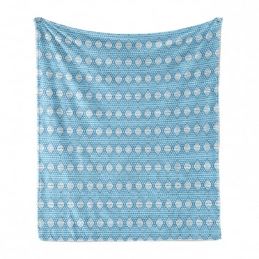 Abstract Soft Flannel Fleece Throw Blanket, Diamond Motifs Consisting of Dots in Pastel Tones Pattern, Cozy Plush for Indoor and Outdoor Use, 50" x 70", Pale Sky Blue White, by Ambesonne