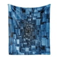 thumbnail image 1 of Abstract Soft Flannel Fleece Throw Blanket, Digital Dimensional Square Shaped Cubes Glossy Geometric Style Cluster Print, Cozy Plush for Indoor and Outdoor Use, 70" x 90", Blue, by Ambesonne, 1 of 6