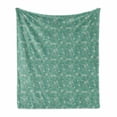 thumbnail image 1 of Abstract Soft Flannel Fleece Throw Blanket, Digitally Generated Monochromatic Modern Curly Motif Doodle, Cozy Plush for Indoor and Outdoor Use, 50" x 70", Seafoam and Mint Green, by Ambesonne, 1 of 5