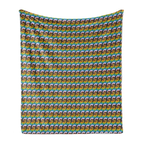 Abstract Soft Flannel Fleece Throw Blanket, Dreamy Themed Pattern of Colorful Rhythmic Motif on Diagonal Lines, Cozy Plush for Indoor and Outdoor Use, 60" x 80", Multicolor, by Ambesonne